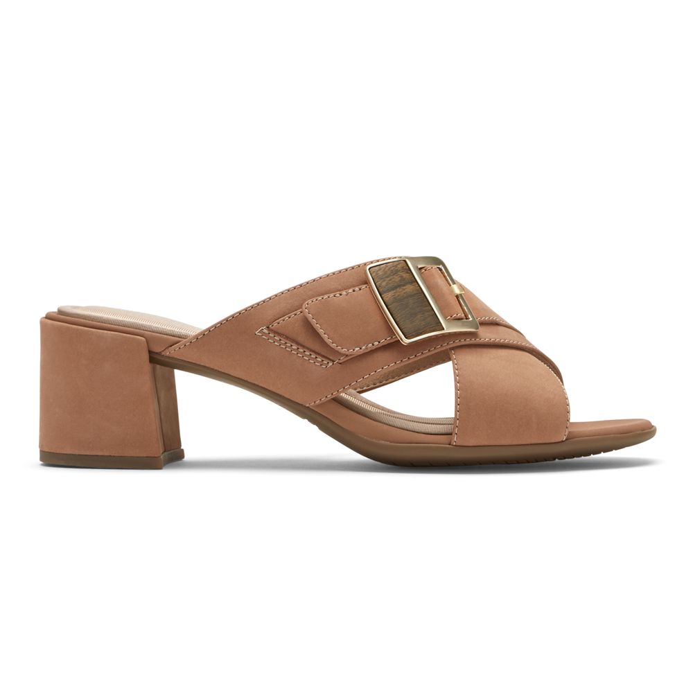 Sandálias Rockport Total Motion Alaina Buckle Slide Senhora - Marrom ( 682-KZQNAC )